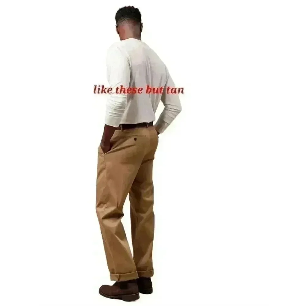 Banana Republic Men's Tan Linen/Cotton Dawson Flat Front Relaxed Leg Lower Waist